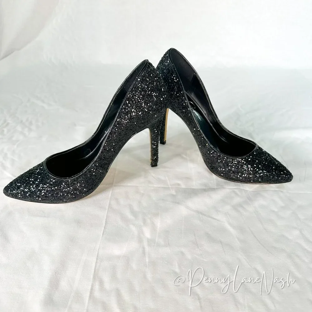 Jessica Simpson Veronica Glitter Pumps Black Size 8 - Picture 3 of 9